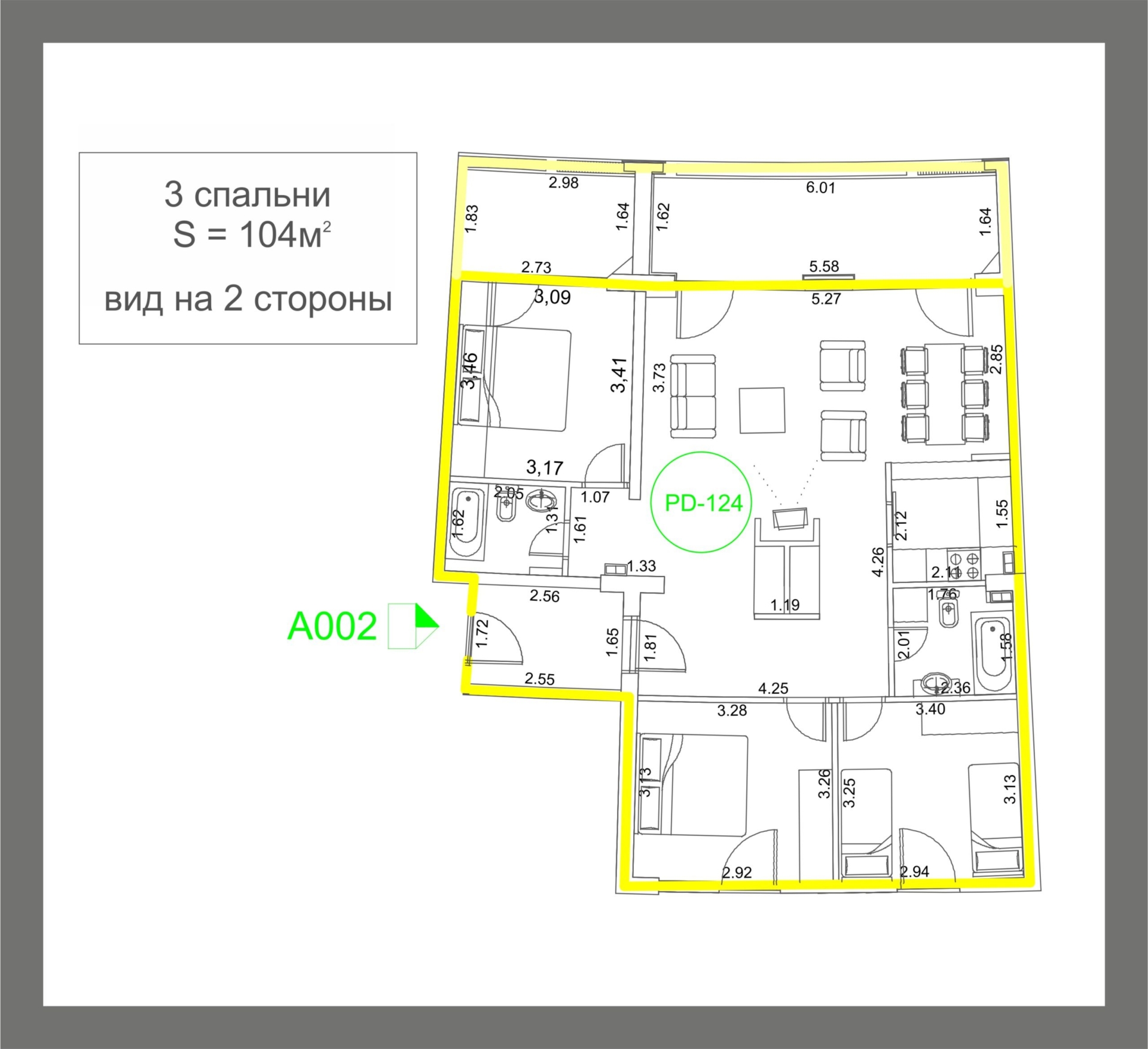 WhatsApp'ta Paylaş Becici'de satılık üç yatak odalı daire - 104 m² — Karadağ